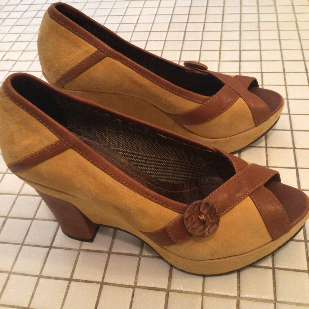 Miss Sixty Yellow Suede Platform Wedge Heels